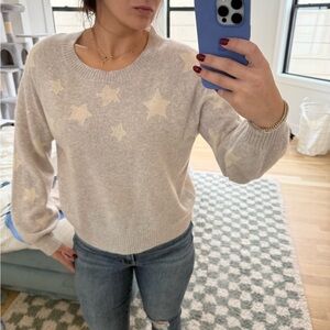Aqua Cream Star Pattern Crew Neck Sweater